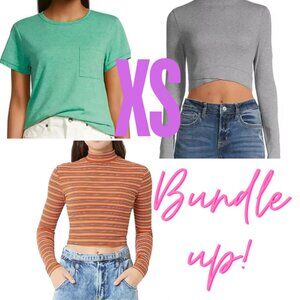 X-Small Bundle of 3 Tops Juniors short long sleeve Mock Neck Pullover